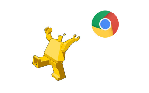 A headless minifigure and a Chrome logo