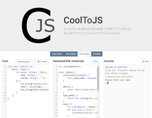 A screenshot of CoolToJS